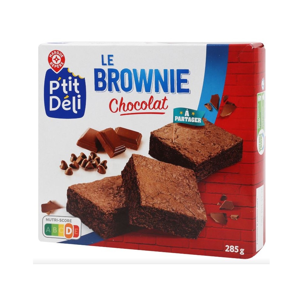 Brownie à partager Chocolat et Pépites de Chocolat P TIT DELI 285g