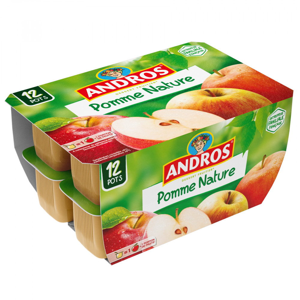 Compote Pomme Nature 12x100g Andros 1 2kgrs Drive Z Eclerc