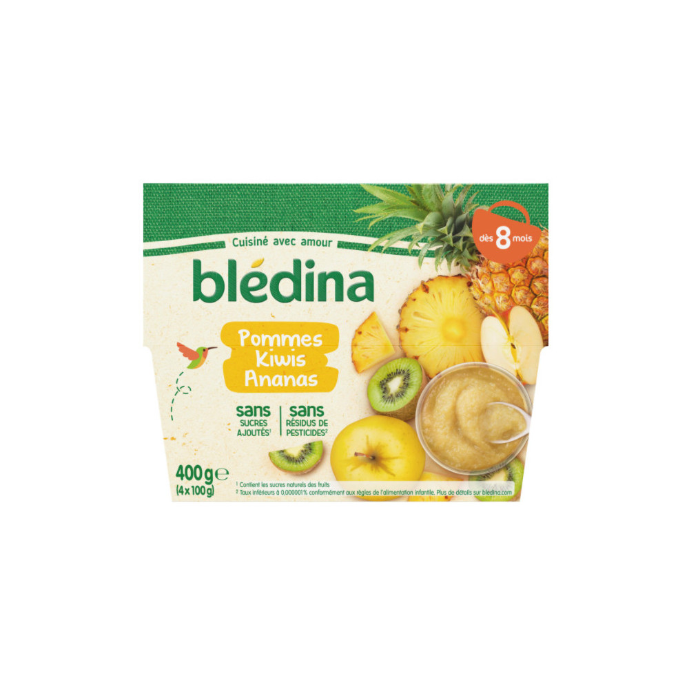 Compotes Bebe Des 8 Mois Pomme Kiwis Ananas Bledina 4 X 100g Drive Z Eclerc