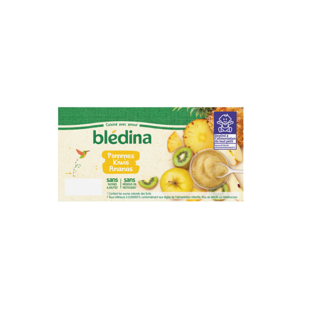 Compotes Bebe Des 8 Mois Pomme Kiwis Ananas Bledina 4 X 100g Drive Z Eclerc